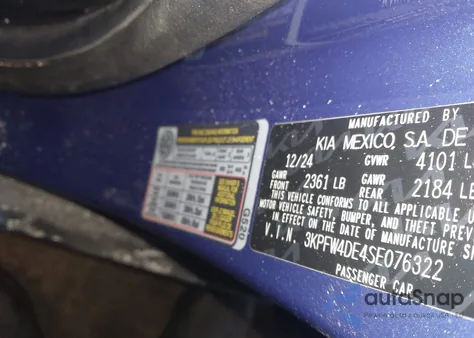 2025 Kia K4 Gt-Line from USA, damaged, VIN 3KPFW4DE4SE076322